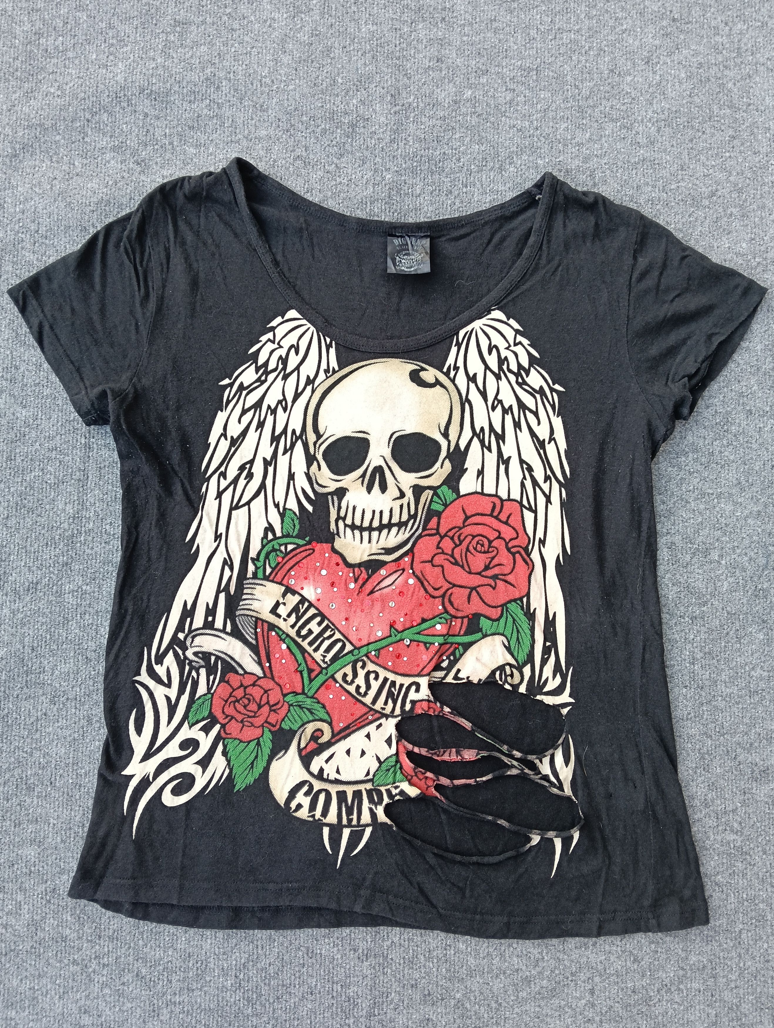 Affliction Distressed Skull women Tshirt. Size M / US 6-8 / IT 42-44 - 1 Thumbnail