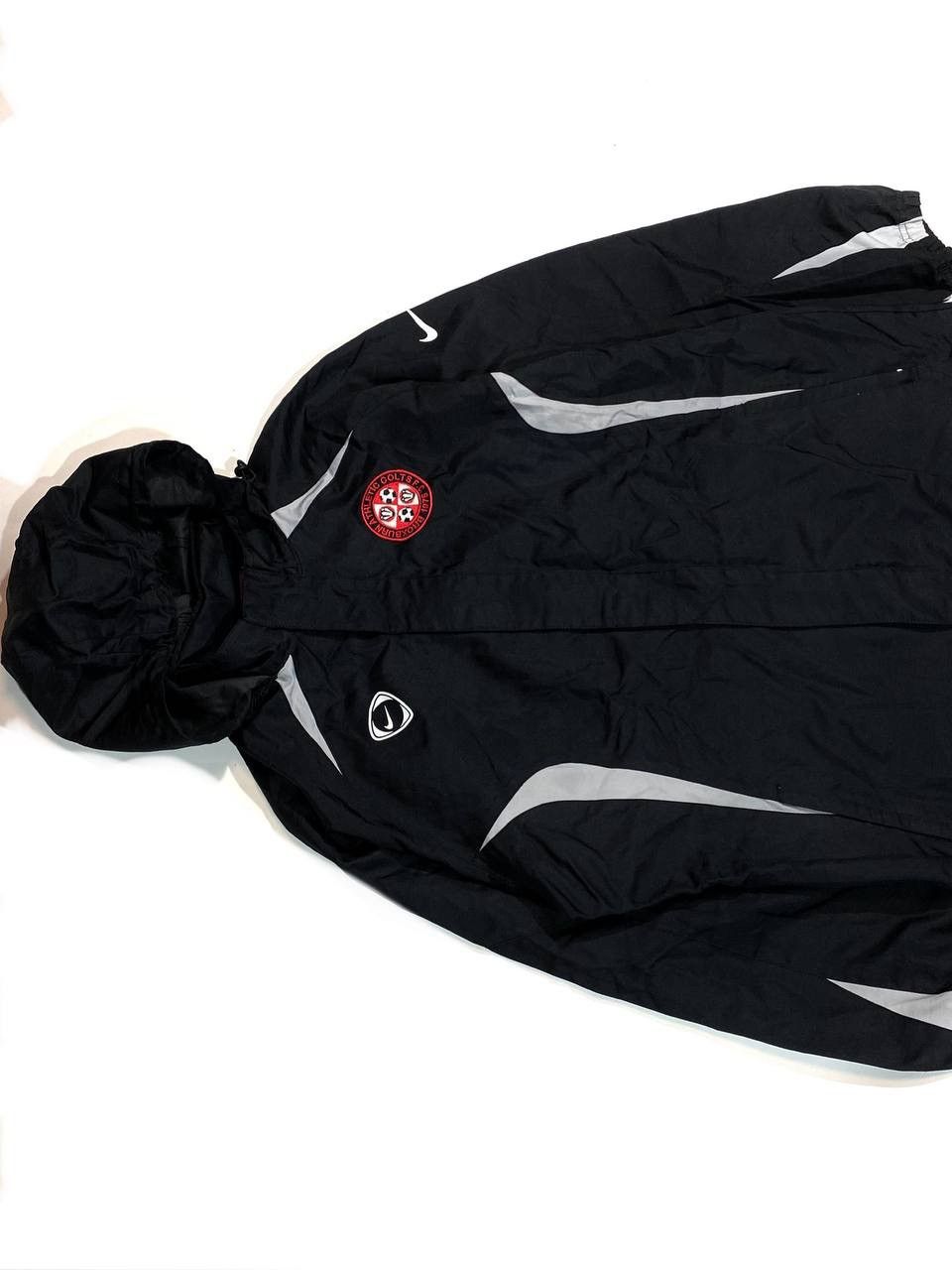 Nike × Vintage 90s Nike Team Retro Hooded Track Jacket Swoosh Logo Rare Size US L / EU 52-54 / 3 - 6 Thumbnail