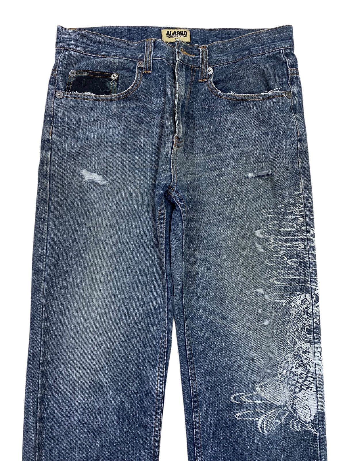 Other Japanese Brand Faded Wash Stye Embroidered Jeans Size US 31 - 2 Thumbnail