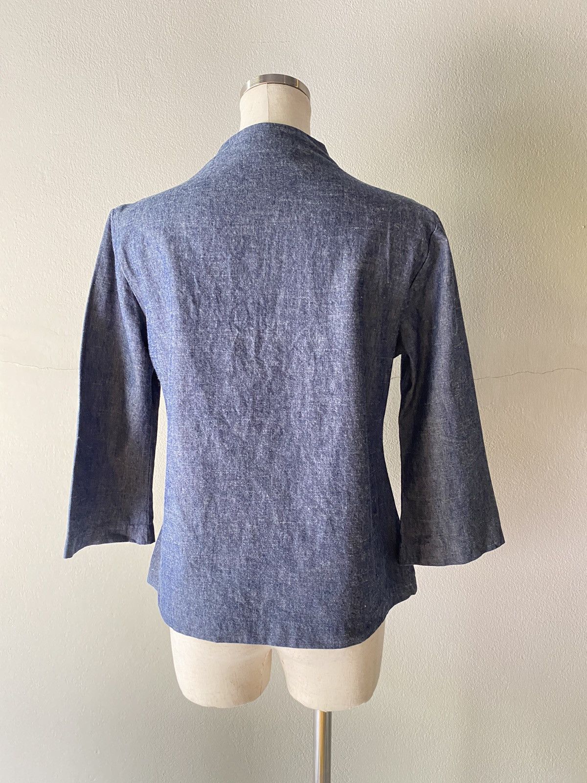 Designer Honore Mandarin Collar Linen Top Size XS / US 0-2 / IT 36-38 - 2 Thumbnail