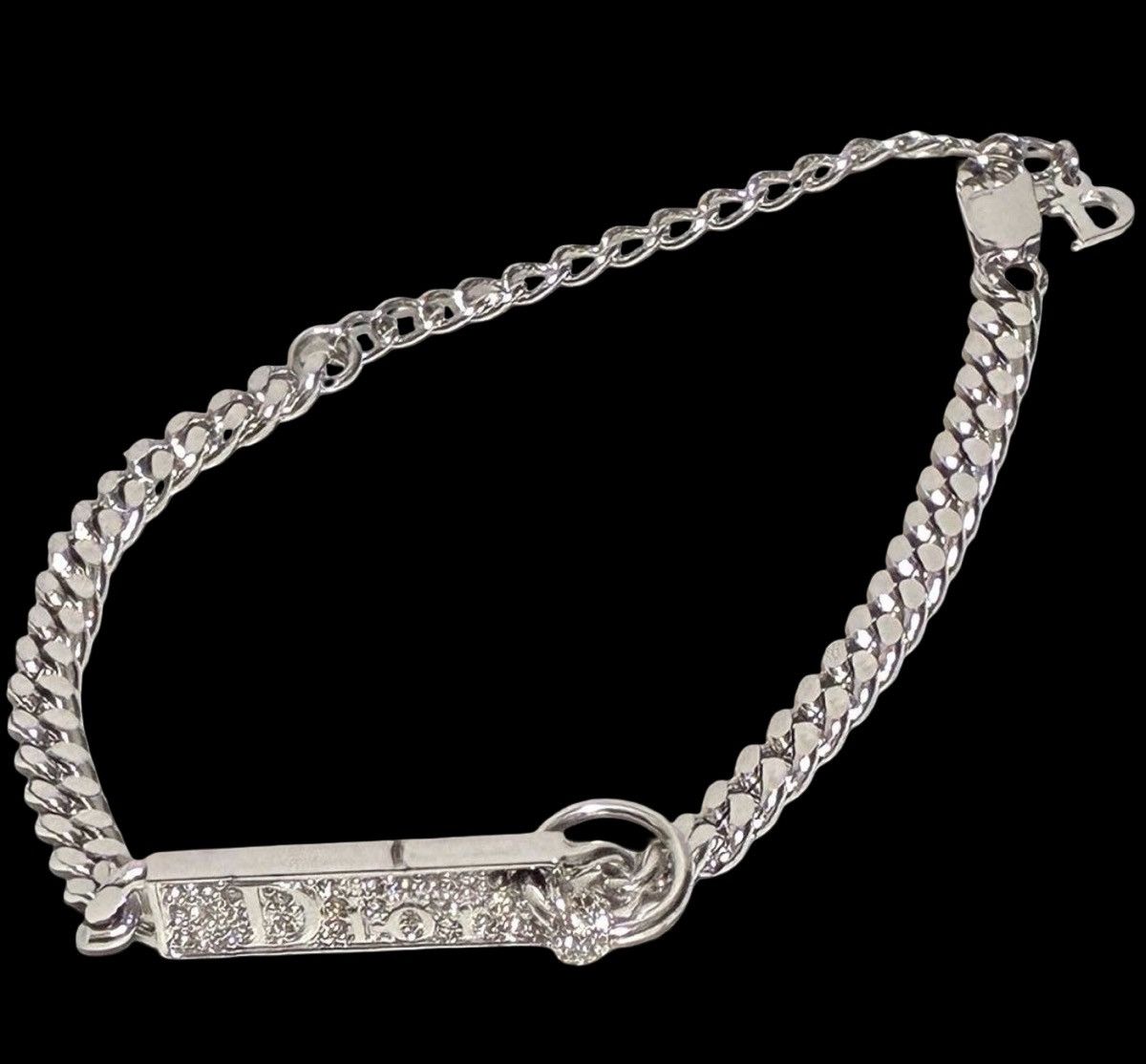 Christian Dior ヴィンテージ ブレスレット ガリアーノ期 シルバー Christian Dior by John Galliano Silver Metal Crystal Pavé Safety