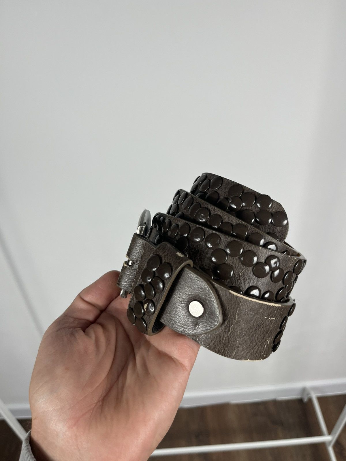 Other Vintage Faux Leather Studded Belt Punk Rock Biker Style Size ONE SIZE - 2 Thumbnail