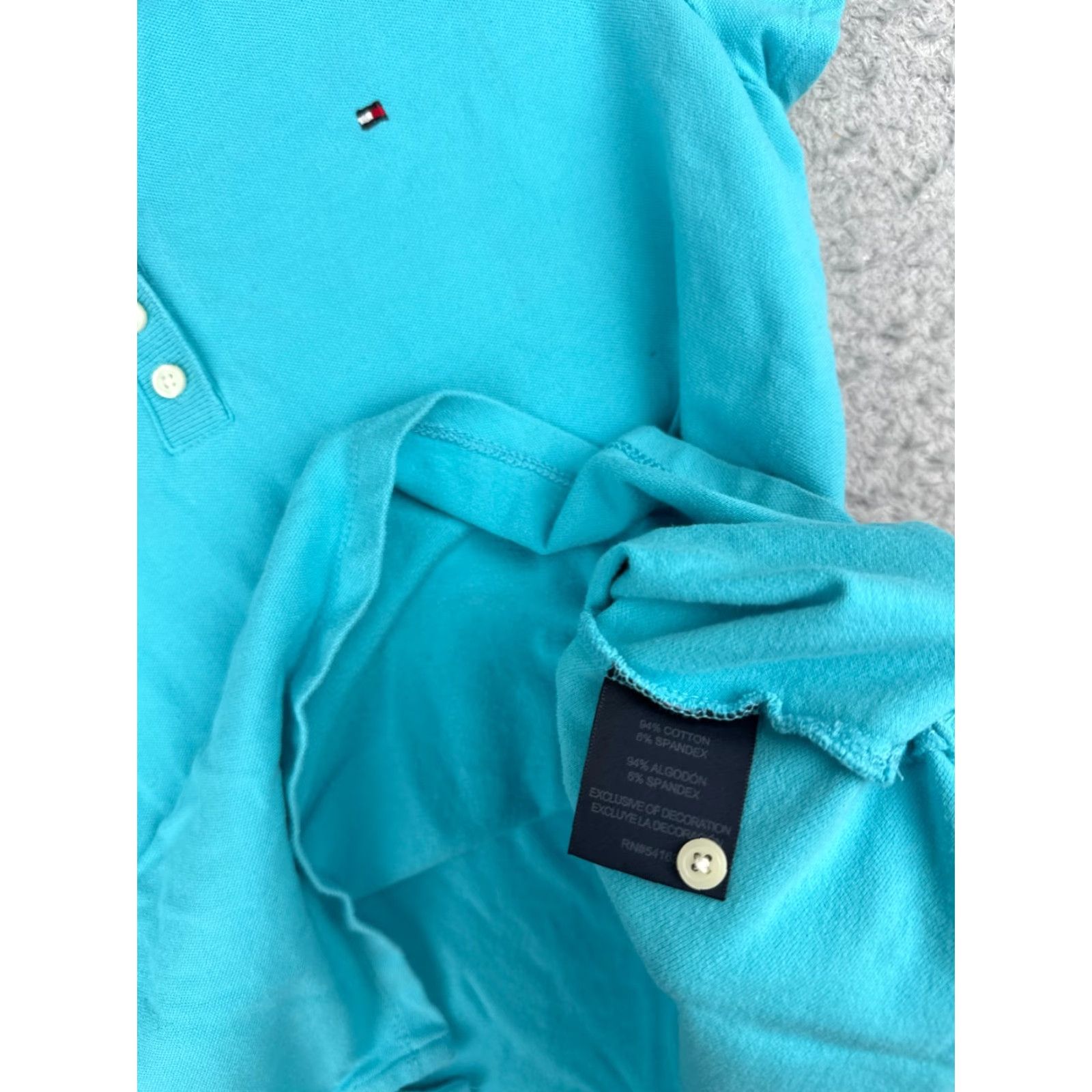 Tommy Hilfiger Tommy Hilfiger Women's Polo Shirt Large Blue Collared Cotton Blend Short Sleeve Classic Casual Size L / US 10 / IT 46 - 7 Thumbnail