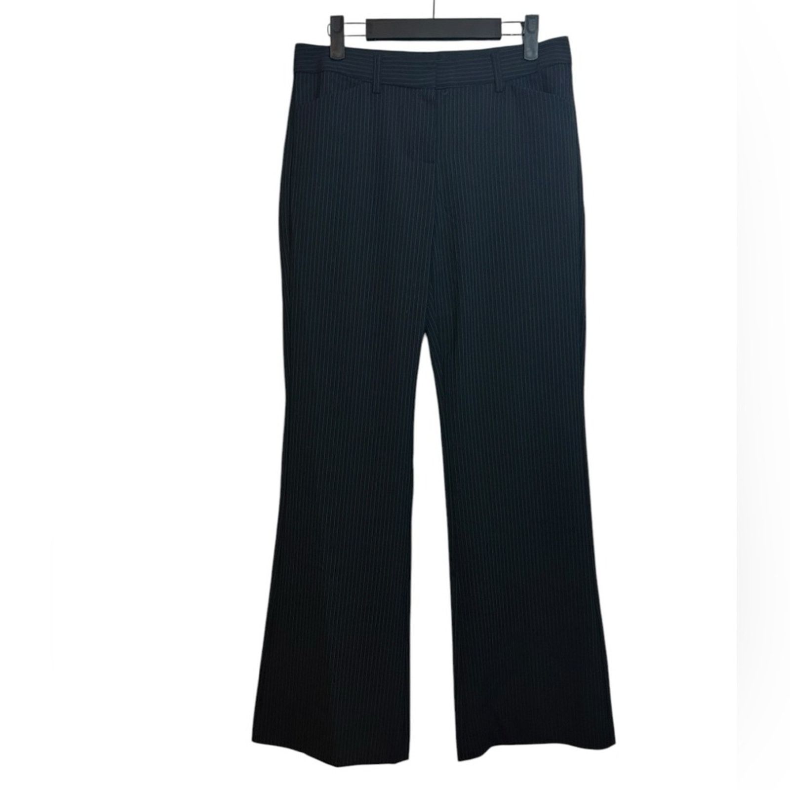 Express Express Editor Black and Blue Pinstripe Flare Trousers Size 27" / US 4 / IT 40 - 1 Thumbnail