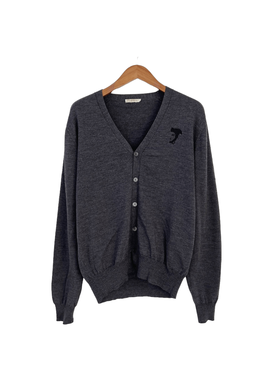 image of Versace Collection Cardigan Wool XL in Grey, Men's