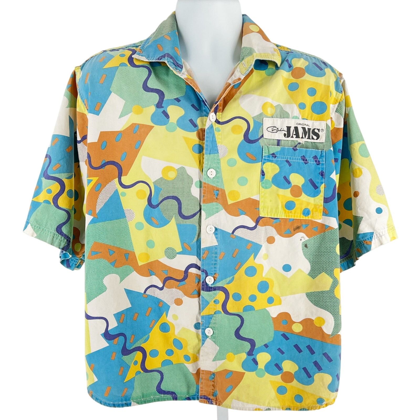 Jams World 80s Jams geometric print shirt 1980s vintage Size US XL / EU 56 / 4 - 1 Thumbnail
