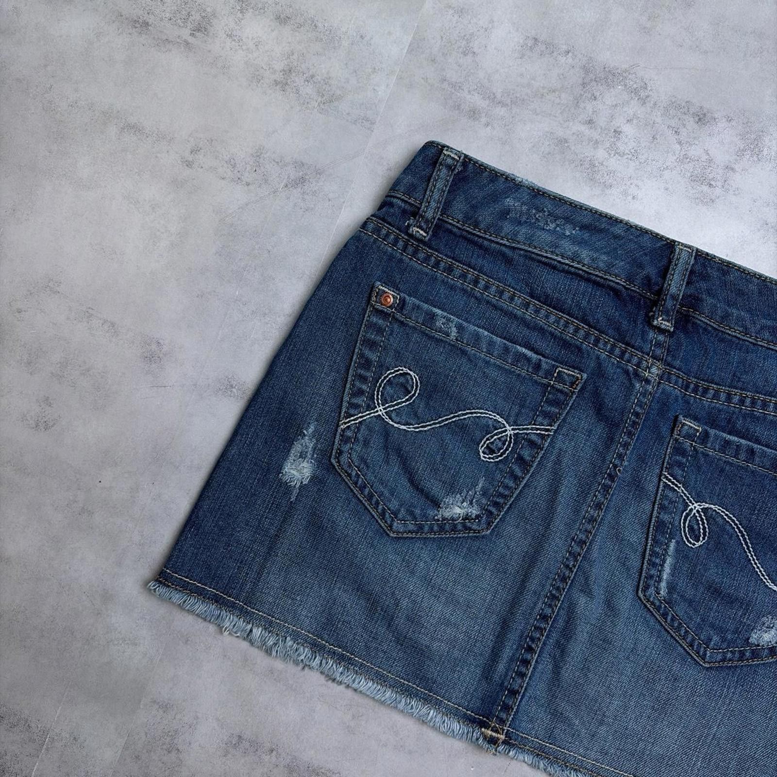 Mossimo Y2K Blue Mossimo Supply & Co Grunge Mini Denim Skirt Size 26" / US 2 / IT 38 - 4 Thumbnail