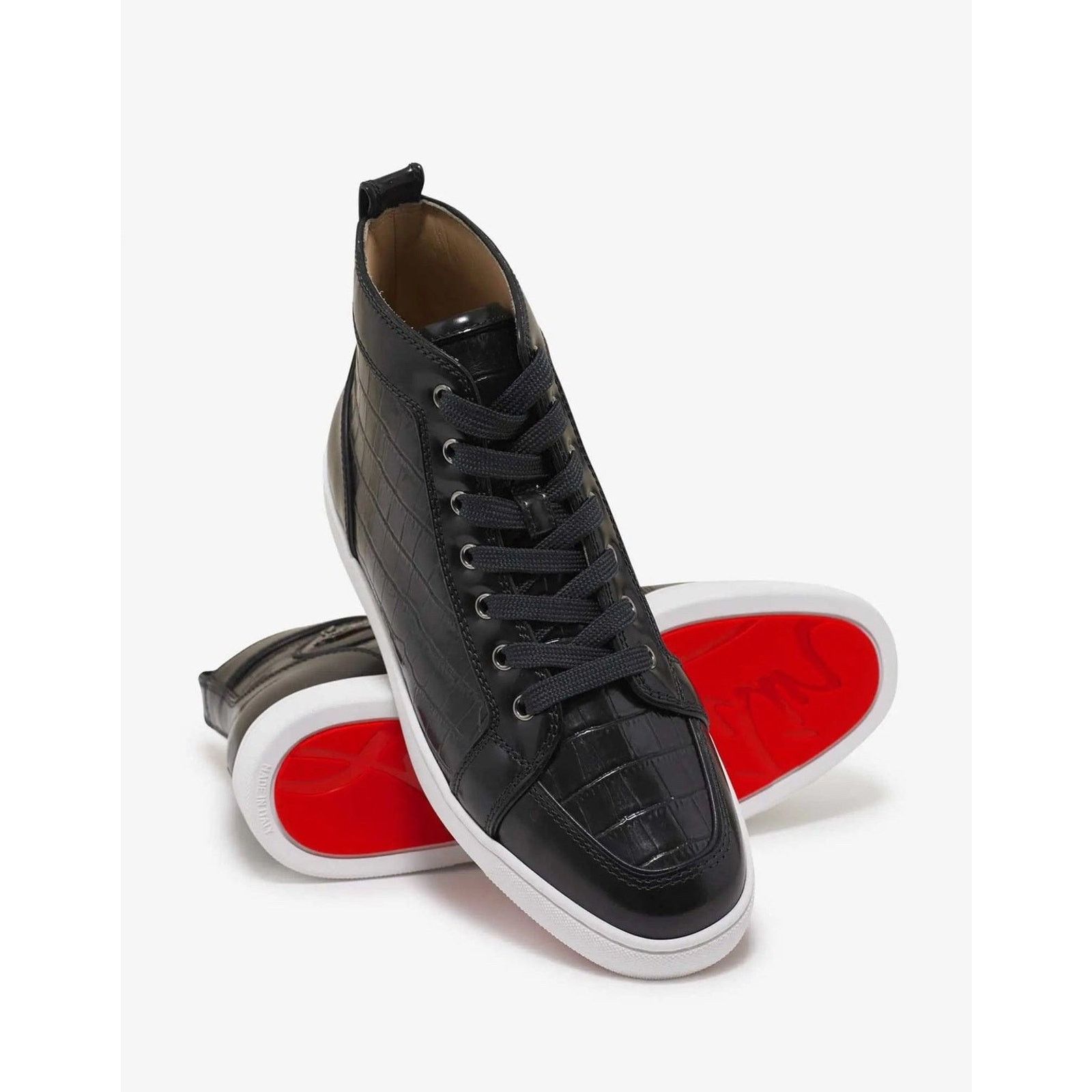 Christian Louboutin Mens Rantus Flat Ardesia Black Croc High Top Sneaker 44 11 Size US 11 / EU 44 - 7 Thumbnail