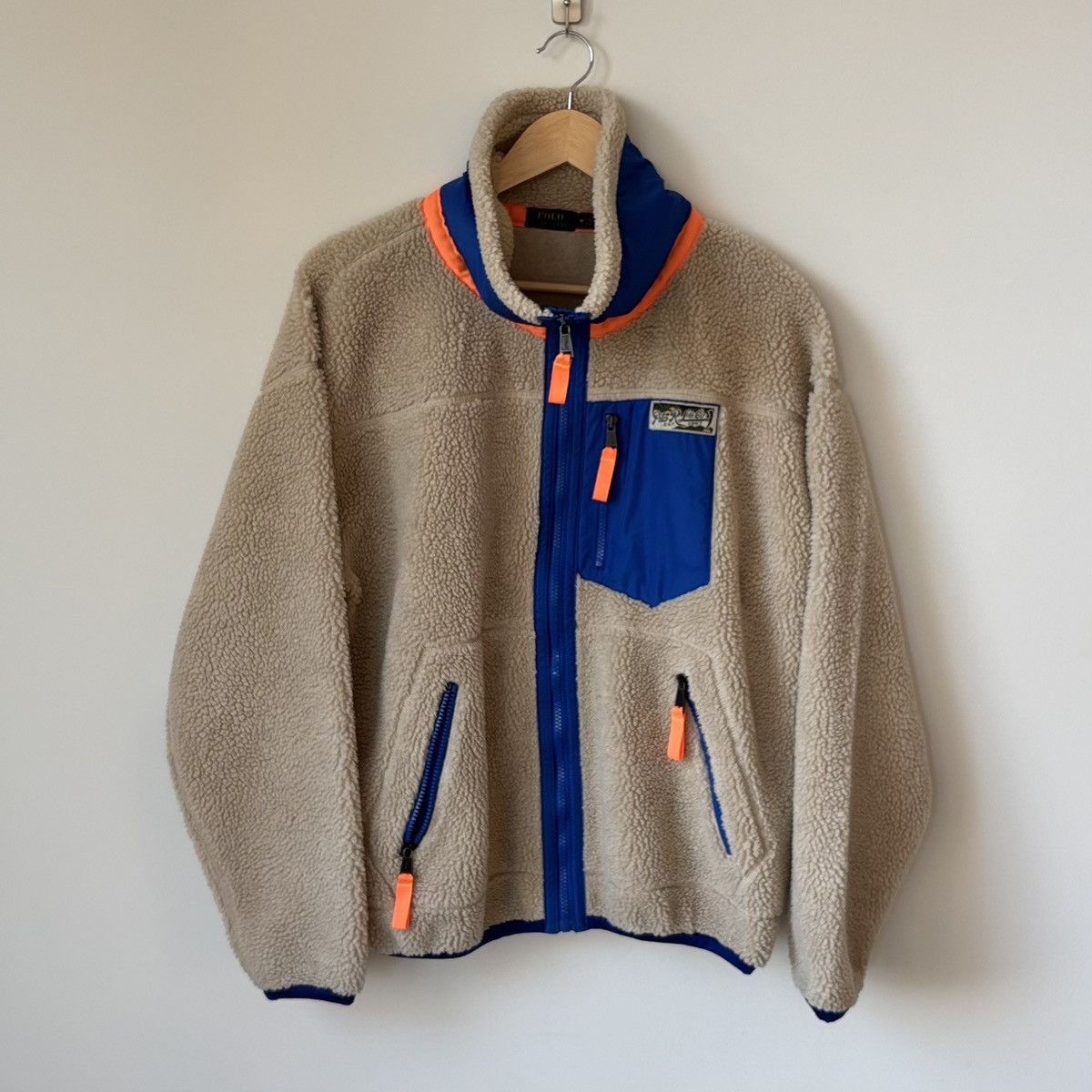 Polo Ralph Lauren Faux-Shearling Zip Jacket Hi-Pile Sherpa Colorblock Fleece Size US M / EU 48-50 / 2 - 1 Thumbnail