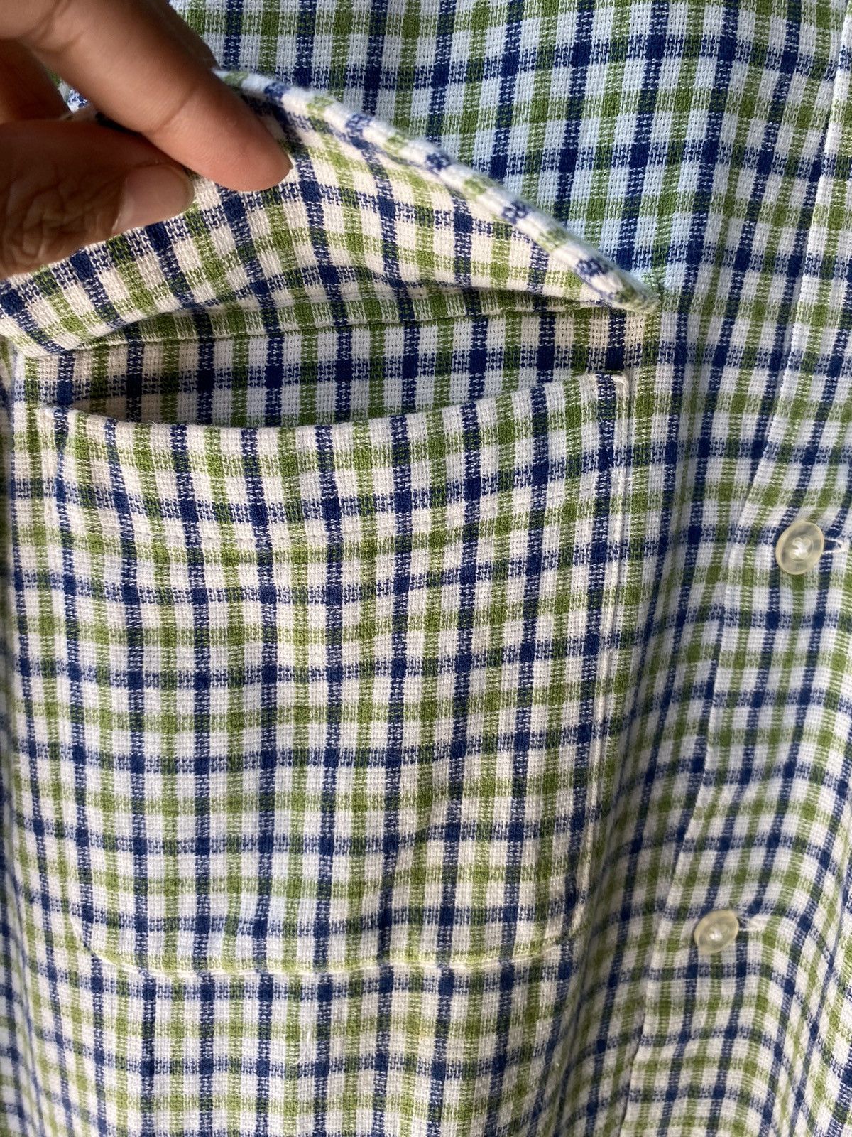 Beams Plus BEAMS Green, White, and Blue Checkered Short-Sleeve Shirt Size US M / EU 48-50 / 2 - 15 Thumbnail