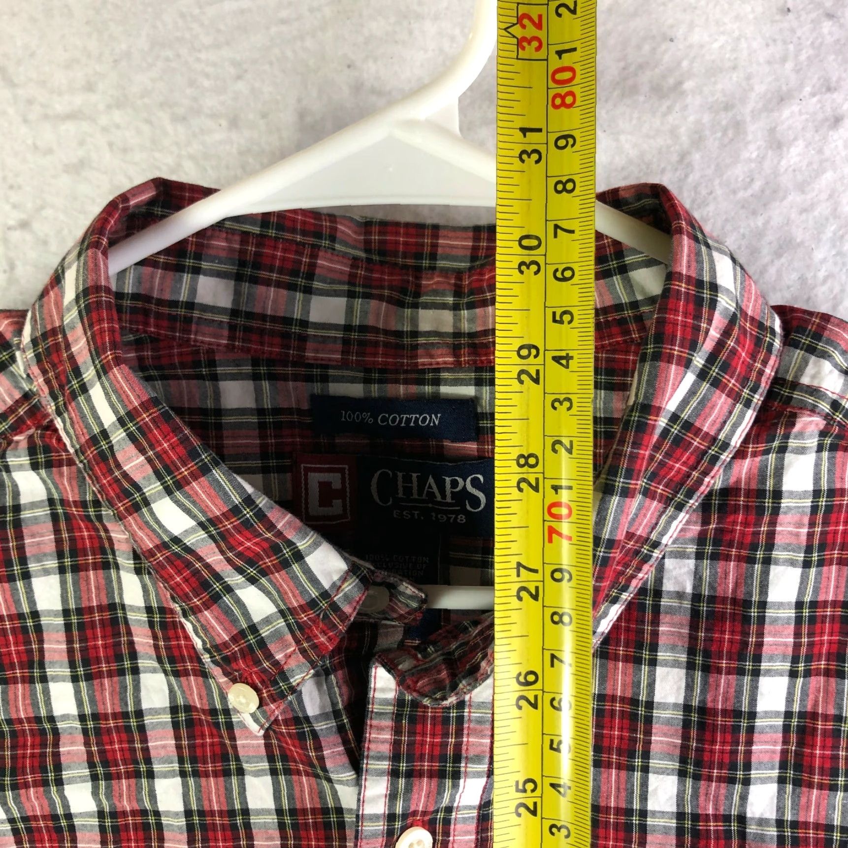Chaps Chaps Mens Large Red Plaid Long Sleeve Button-Down Collared Shirt Size US L / EU 52-54 / 3 - 6 Thumbnail