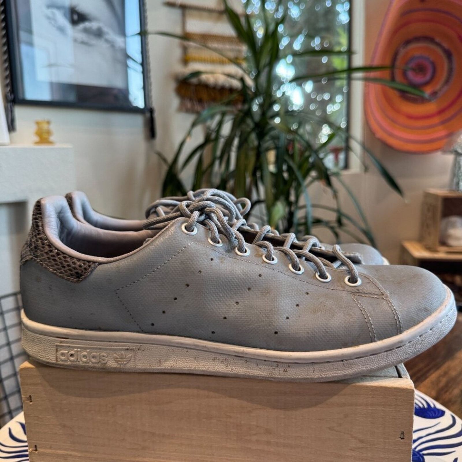Adidas Adidas Stan Smith Grey/Snakeskin, Men’s 10.5, Fair Condition Size US 10.5 / EU 43-44 - 3 Thumbnail