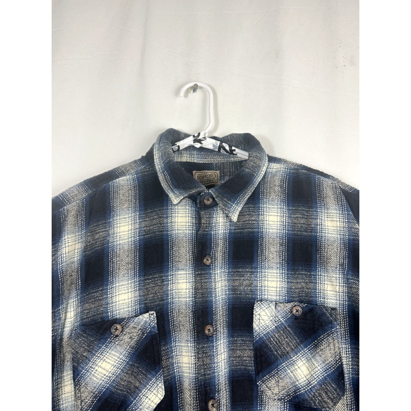 Vintage CE Schmidt Mens XXL Button-Down Shirt Blue Flannel 100% Cotton Long Sleeve Size US XXL / EU 58 / 5 - 4 Thumbnail