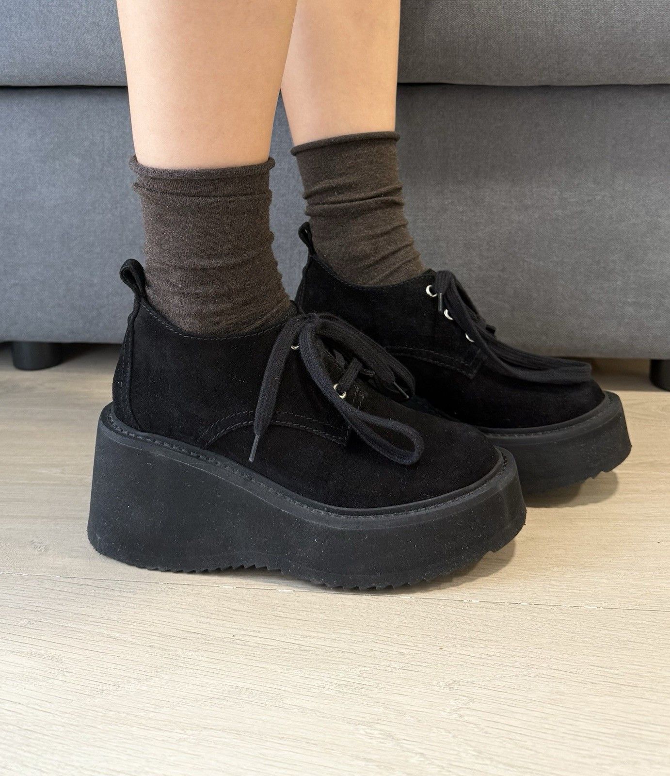 Nicole Saldana Nicole Saldana Womens suede Demi platform shoes rave y2k Size US 7 / IT 37 - 2 Thumbnail