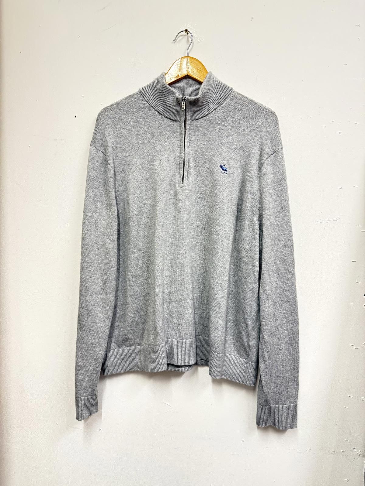 Abercrombie & Fitch Abercrombie & Fitch Grey Cotton Merino Half-Zip Sweater XL Size US XL / EU 56 / 4 - 1 Thumbnail