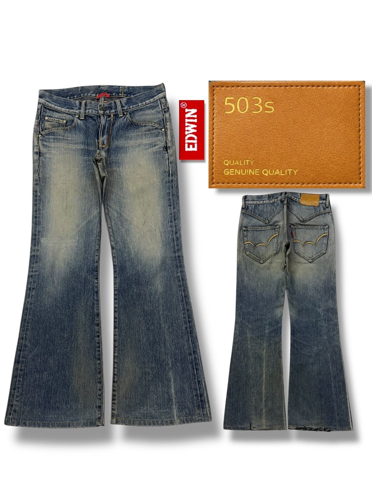 Edwin Vintage Edwin 503s Japan Wide Leg Jeans | Y2K Bell Bottom Size US 31 - 1 Thumbnail