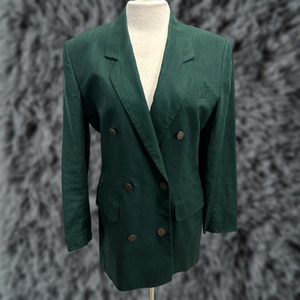 Jones New York VINTAGE Jones New York Linen Blazer Jacket Women’s Green Size 8 1990s Double Breasted Peak Size M / US 6-8 / IT 42-44 - 1 Thumbnail