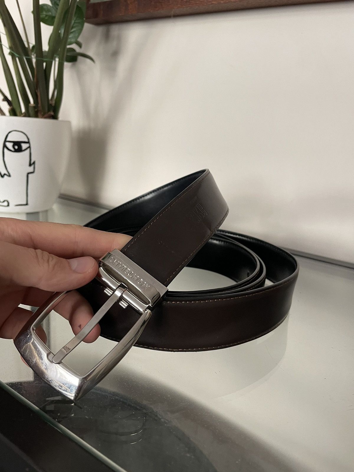 Montblanc Montblanc Trapeze Adjustable & Reversible Leather Belt 160cm Size 46 - 2 Thumbnail