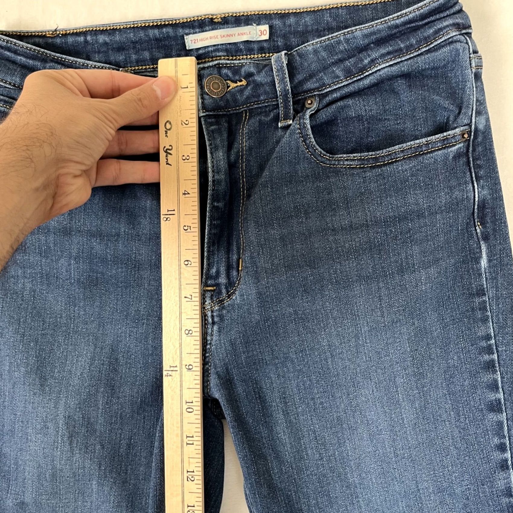 Levi's Levi's 721 High Rise Skinny Ankle Jeans Women's 30 Blue Denim Stretch Size 30" / US 8 / IT 44 - 3 Thumbnail