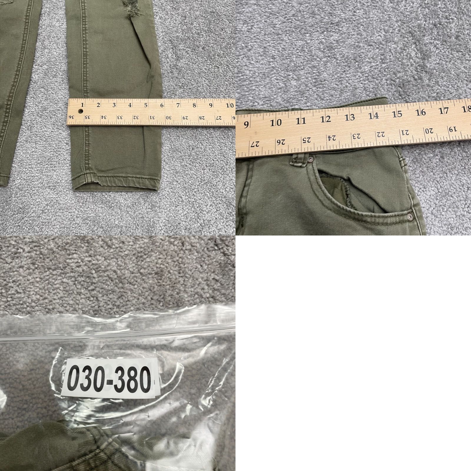 Denime Refuge Jeans Skinny Denim Womens 6 Army Green 30x27.5 Stretch Distressed Button Zip 5-Pocket Regular Size 28" / US 6 / IT 42 - 9 Thumbnail