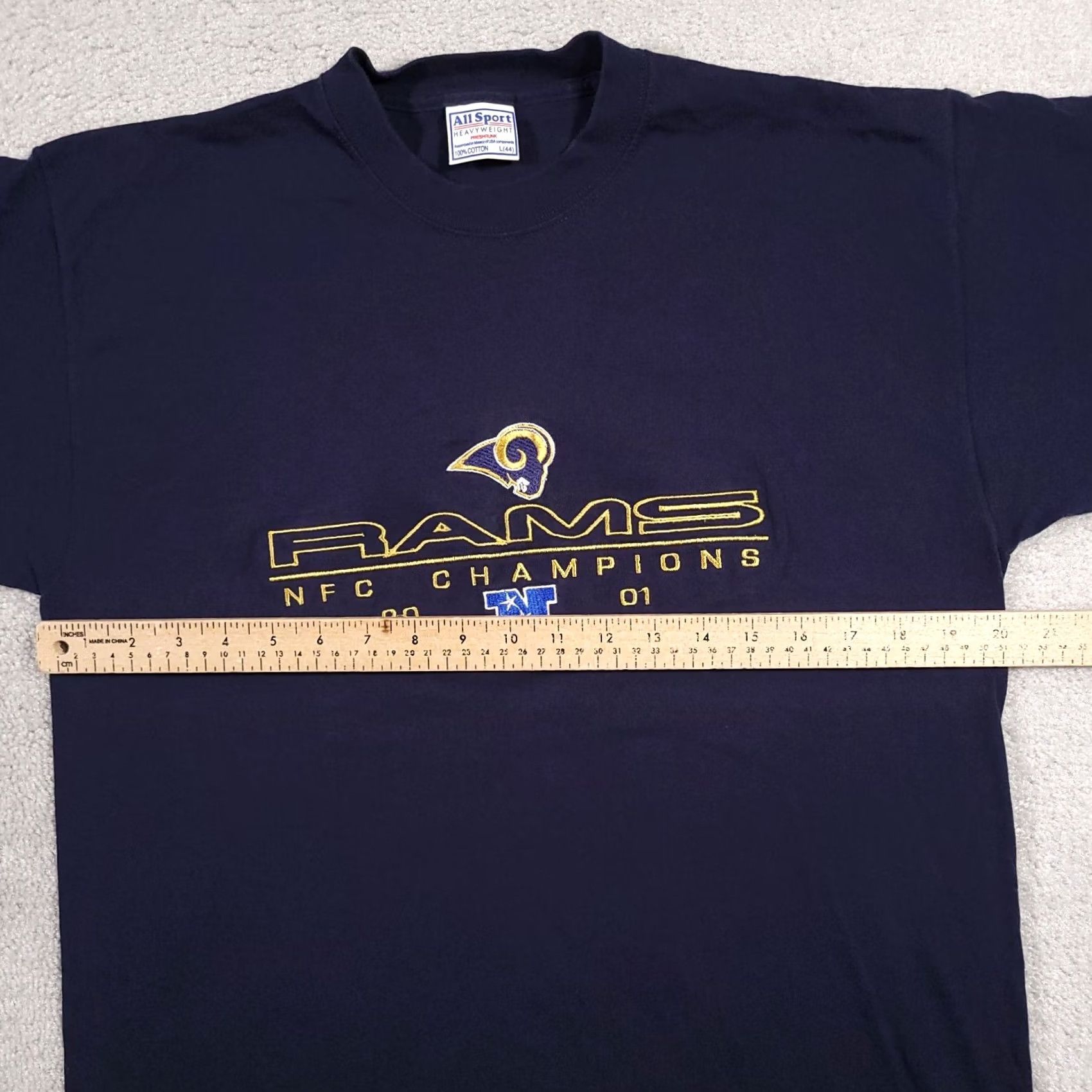 NFL VINTAGE St. Louis Rams 2001 NFL NFC Champions T-Shirt Mens Large Navy All Sport Size US L / EU 52-54 / 3 - 5 Thumbnail