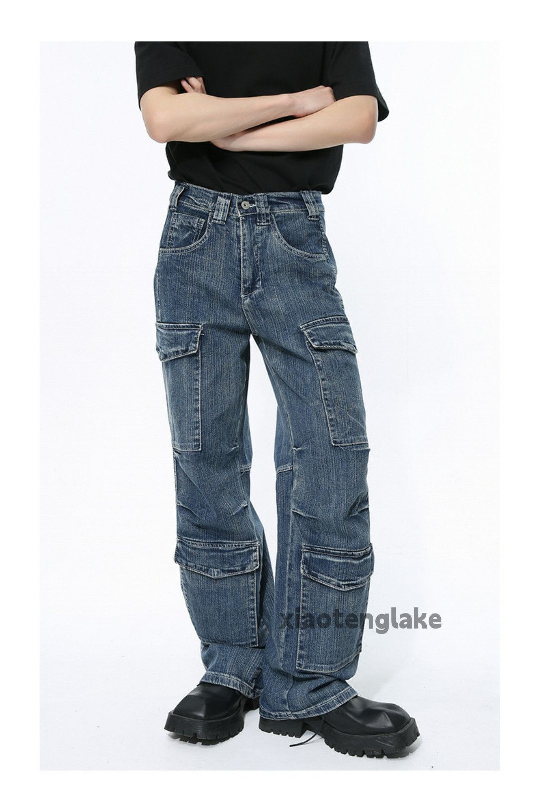 Jean × Vintage washed faded loose baggy skate outdoor cargo jeans Size US 32 / EU 48 - 1 Thumbnail