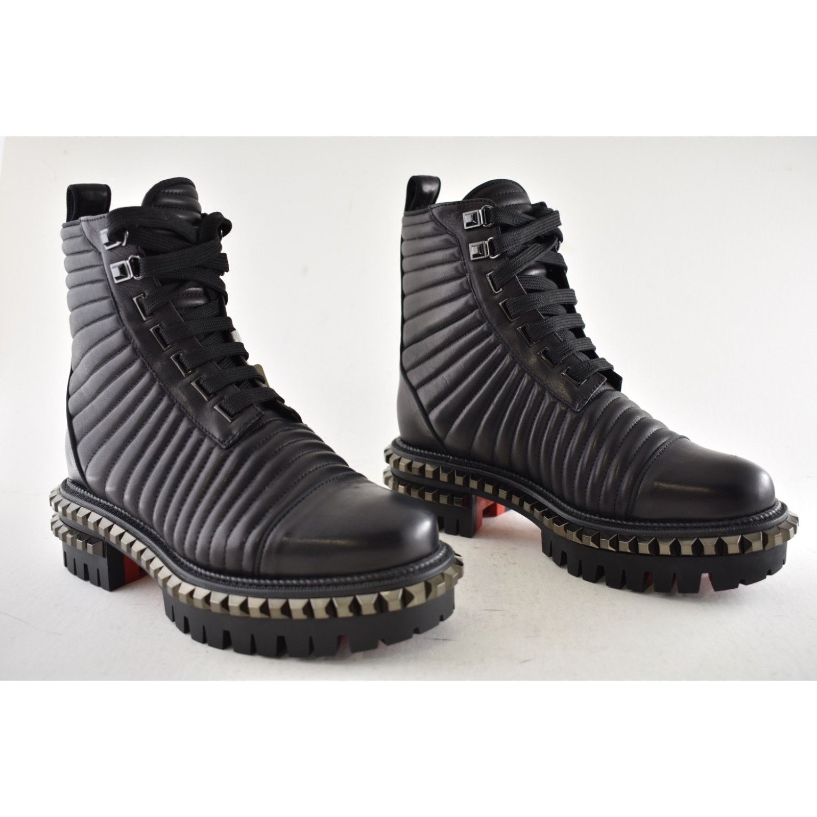 Christian Louboutin Christian Louboutin Yetota Flat Calf Leather Black Spike Size US 6.5 / IT 36.5 - 3 Thumbnail