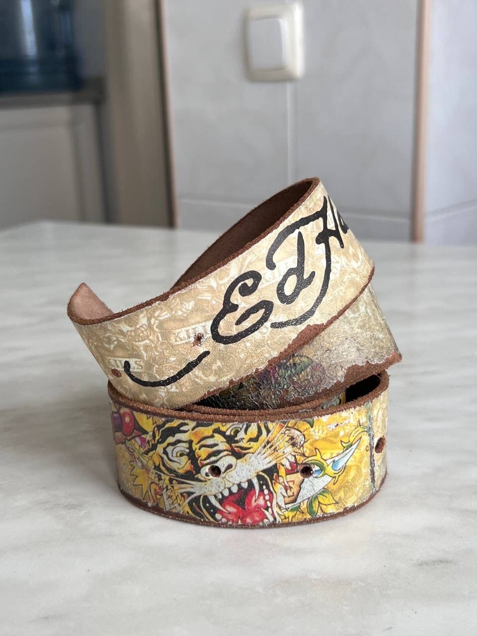 Y2K vintage Ed hardy belts leather Streetwear Without Buckle