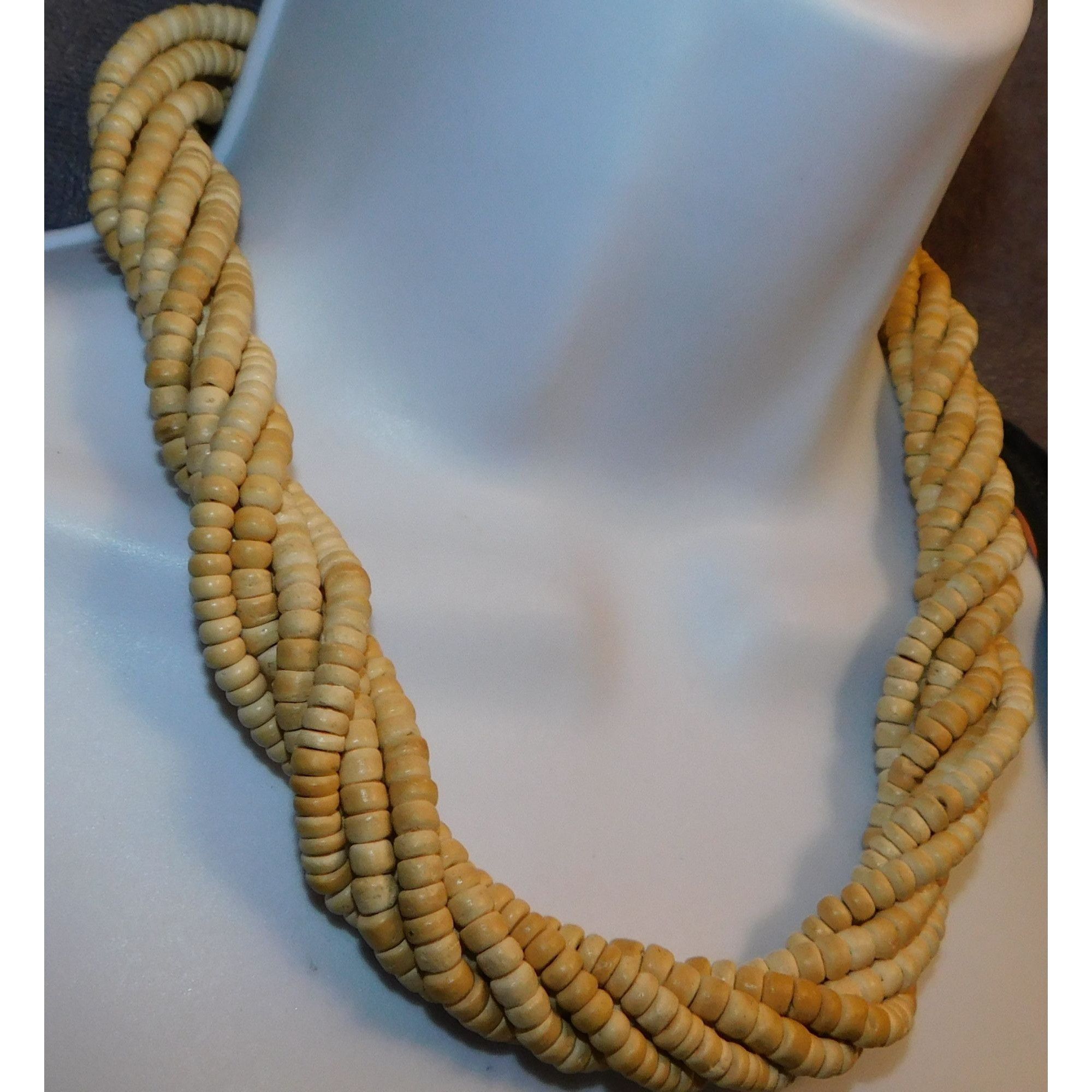 Other Beachy Beige Wooden Beaded Torsade Necklace Size ONE SIZE - 3 Thumbnail