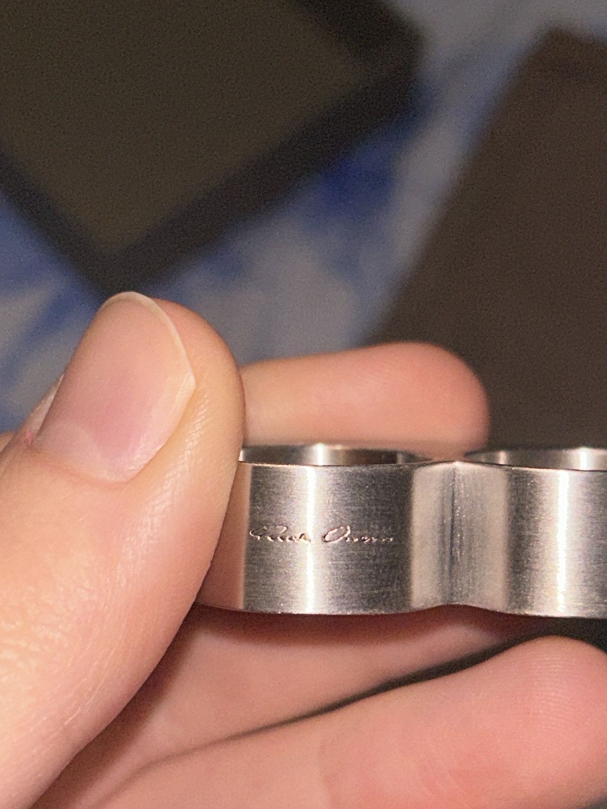 Rick Owens Silver Double Grill Ring