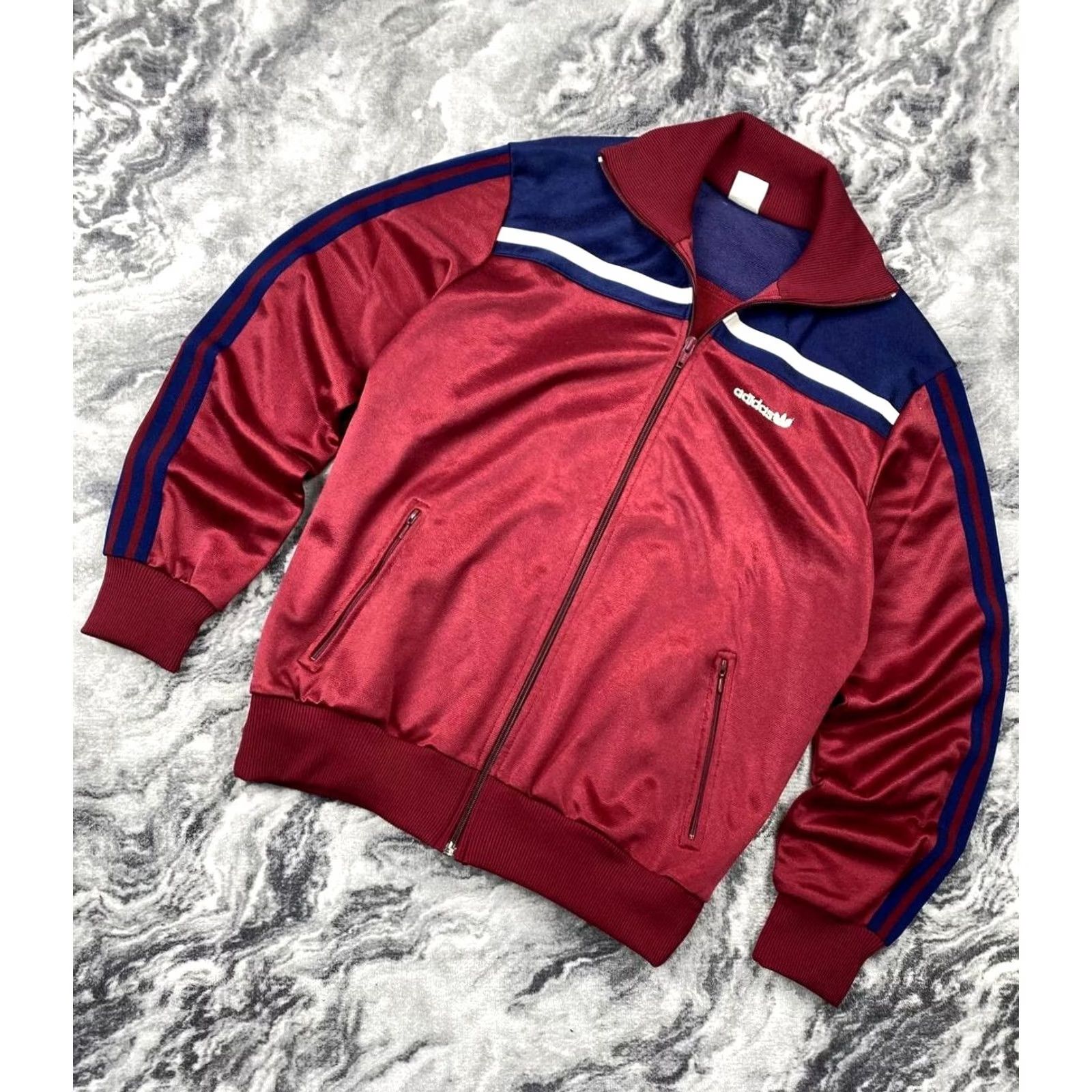 Adidas VINTAGE Adidas Tracksuit Jacket Pants Men M Red 80s Logo Zip Long Sleeve Activewear 2 Piece Set Size 40R - 3 Thumbnail