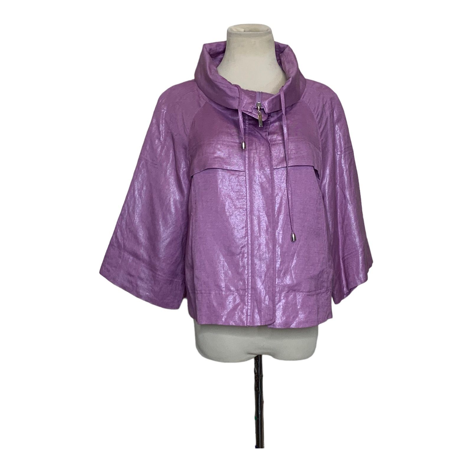 Sandro Sandro purple 3/4 sleeves zipper jacket size Large Size L / US 10 / IT 46 - 9 Thumbnail