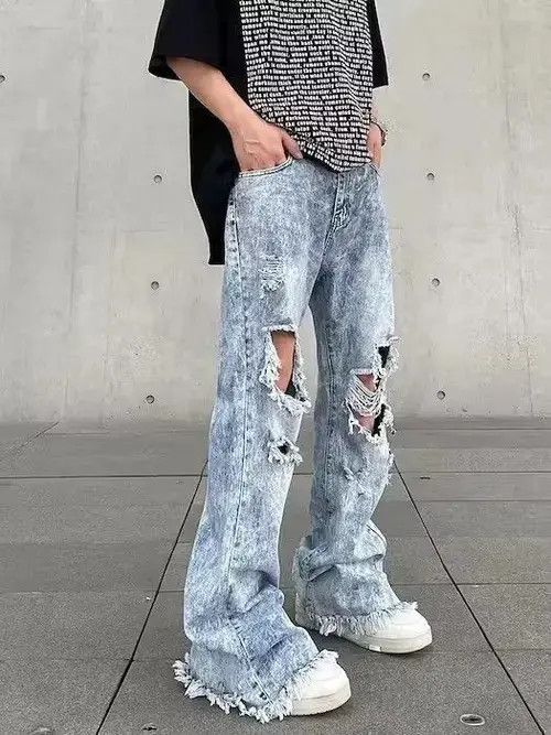Other Opium Blue Distressed Jeans, Utility Jeans, Flared Jeans Size US 30 / EU 46 - 1 Thumbnail