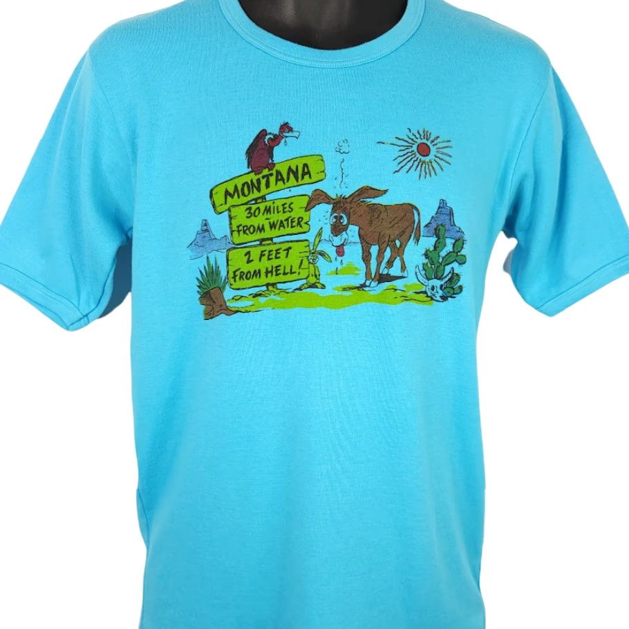 Vintage VINTAGE Montana Desert T Shirt Mens Size S Blue Cotton Blend 80s Vulture Donkey Rabbit Cactus Allen Tee Shirt Mens Size US S / EU 44-46 / 1 - 2 Thumbnail