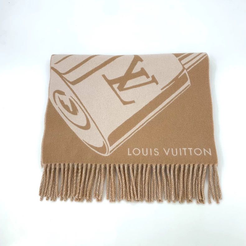 Louis Vuitton Louis Vuitton Light brown logo monogrammed wool fringe sca Size ONE SIZE - 1 Thumbnail