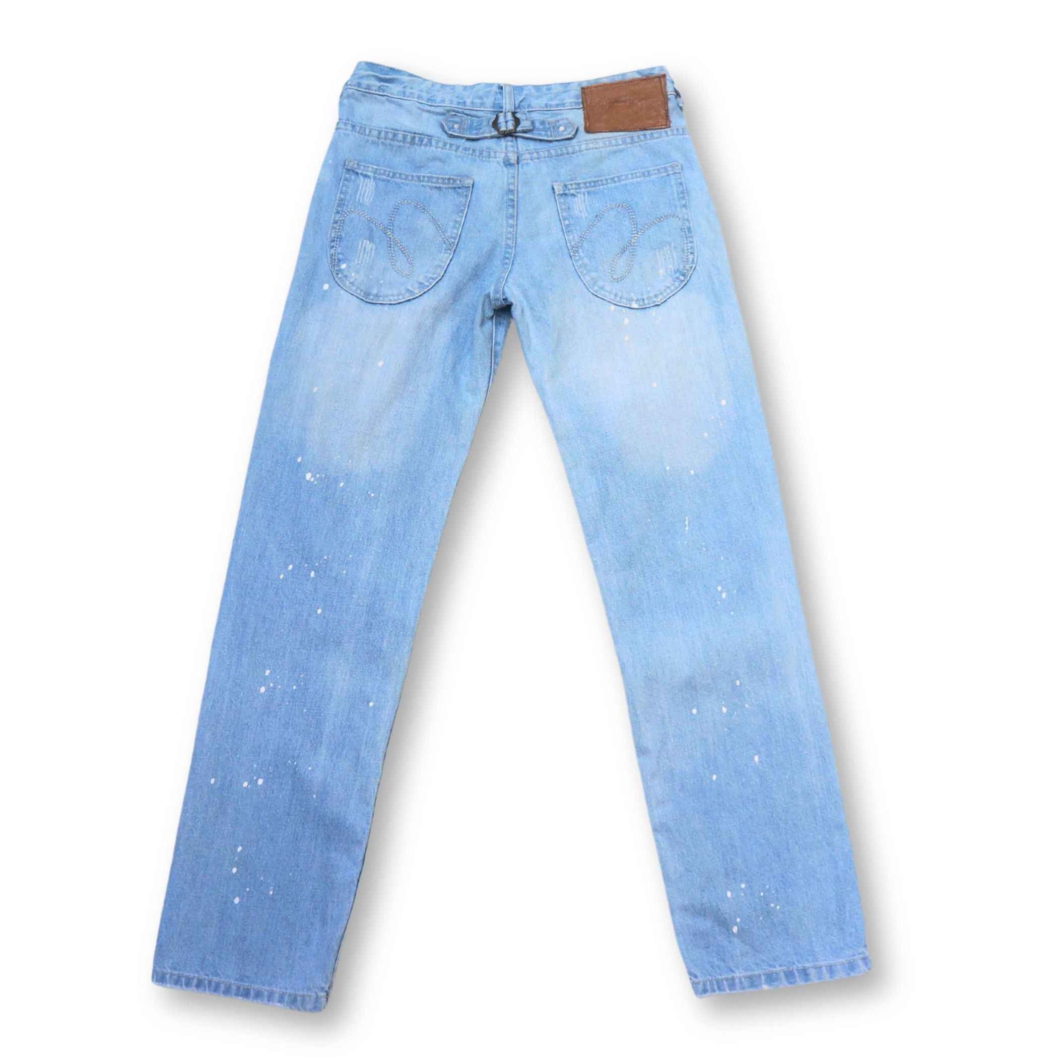 Japanese Brand MILI MILI Ripped And Paint Splattered With Cinch Back Jeans Size 27" / US 4 / IT 40 - 3 Thumbnail