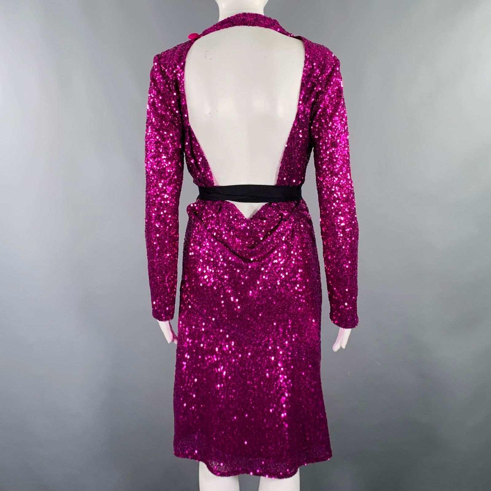 Prabal Gurung Size 6 Purple Polyester Sequined Open Back Dress Size M / US 6-8 / IT 42-44 - 5 Thumbnail
