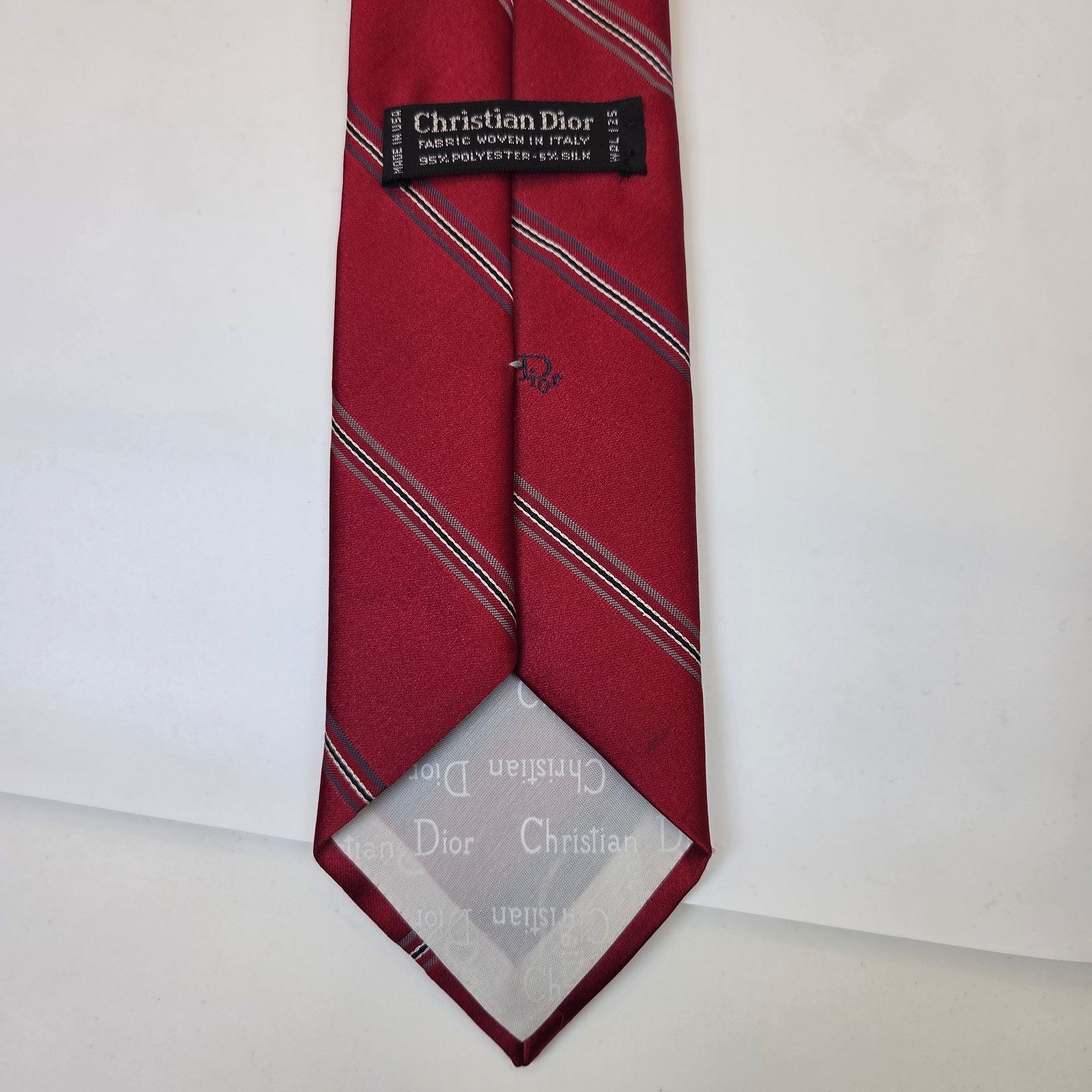 Dior Vintage Christian Dior Red Striped Designer Tie USA Size ONE SIZE - 6 Thumbnail