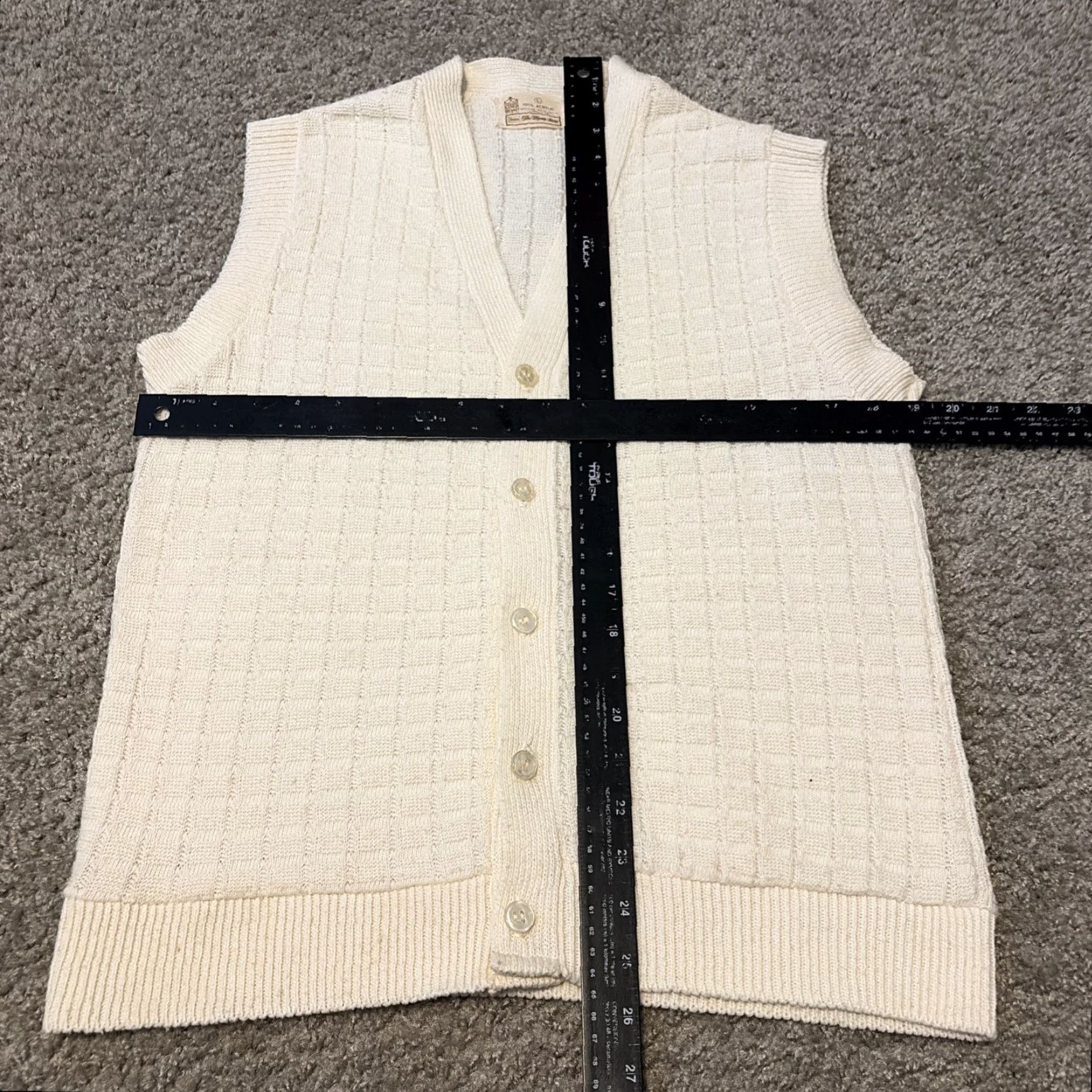 Vintage VINTAGE 60s Kings Road Acrylic Knit Cardigan Sweater Vest White Large Women Size L / US 10 / IT 46 - 7 Thumbnail