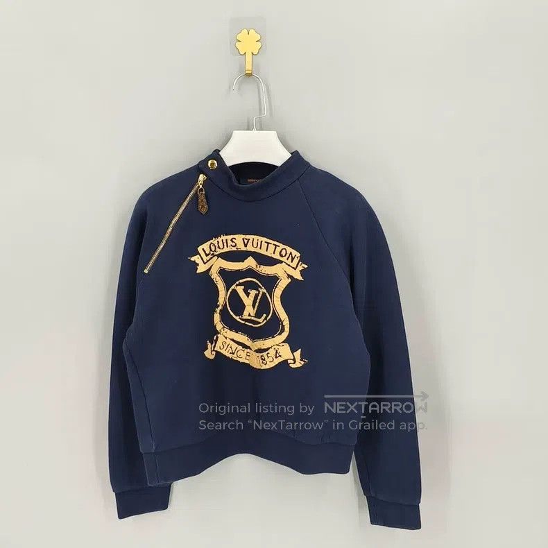 Louis Vuitton Louis Vuitton LogoDark blue logo printed cotton crew neck Size US L / EU 52-54 / 3 - 1 Thumbnail
