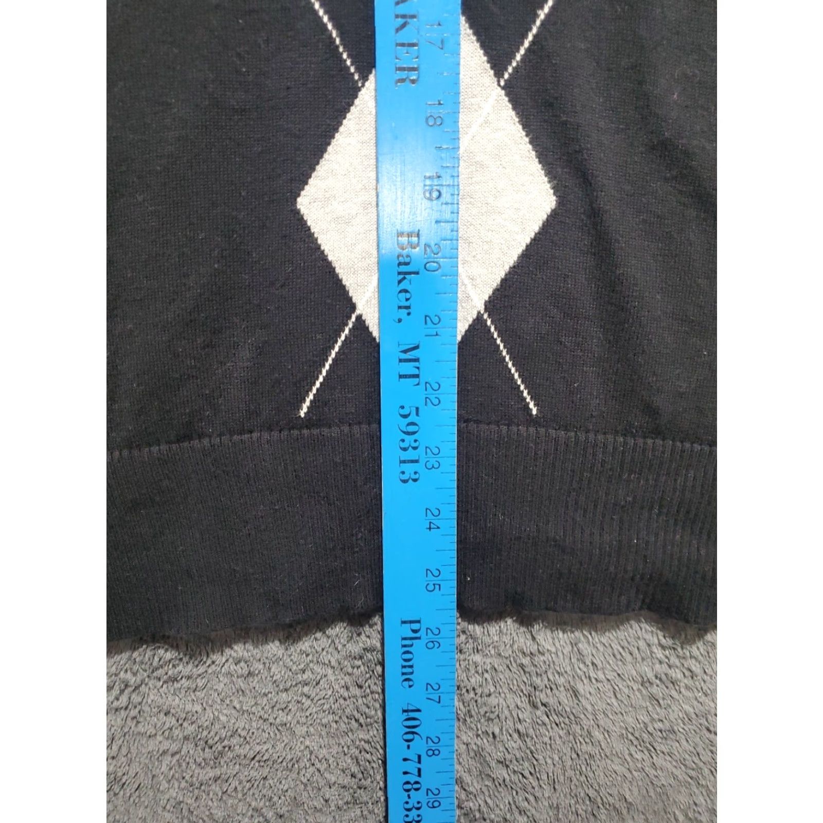 Tommy Hilfiger TOMMY HILFIGER Mens 2XL Black Argyle Preppy Pullover Knit V-Neck Sweater Size US XXL / EU 58 / 5 - 7 Thumbnail
