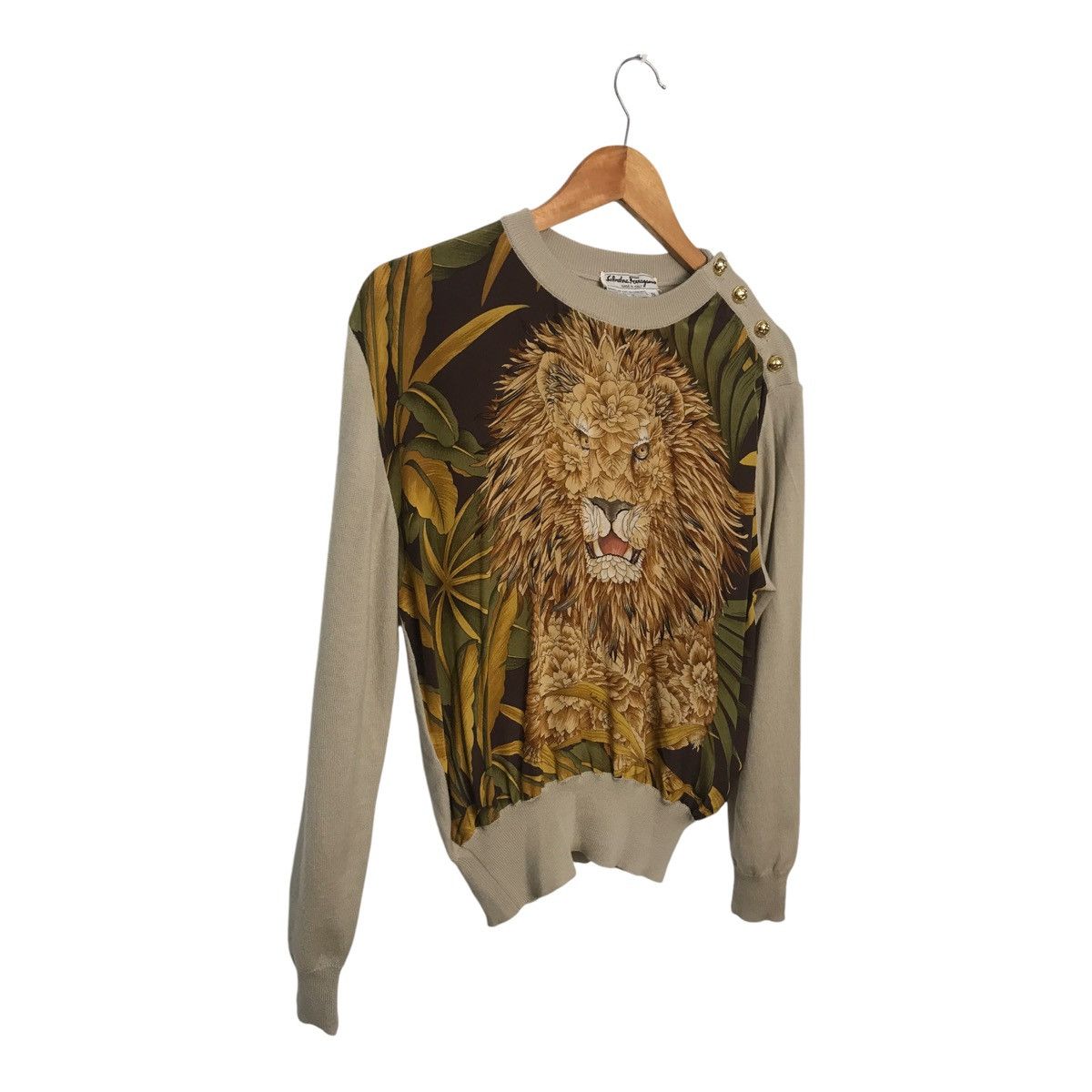 Salvatore Ferragamo Salvatore Ferragamo Animal Lion Sweater Cardigan Size US S / EU 44-46 / 1 - 1 Thumbnail