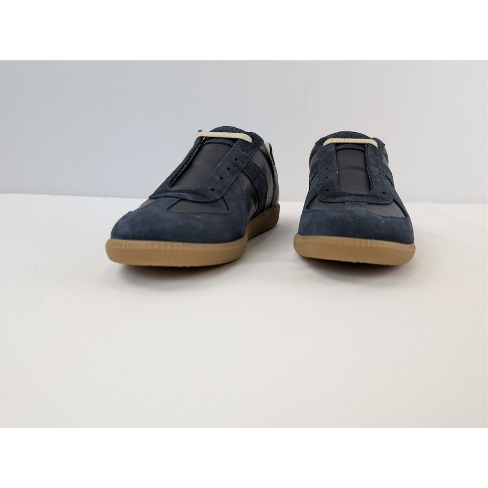 Maison Margiela o1rshd1 Q:2 / Leather-Suede Replica Sneakers Dark Navy Blue Size US 11 / EU 44 - 7 Thumbnail
