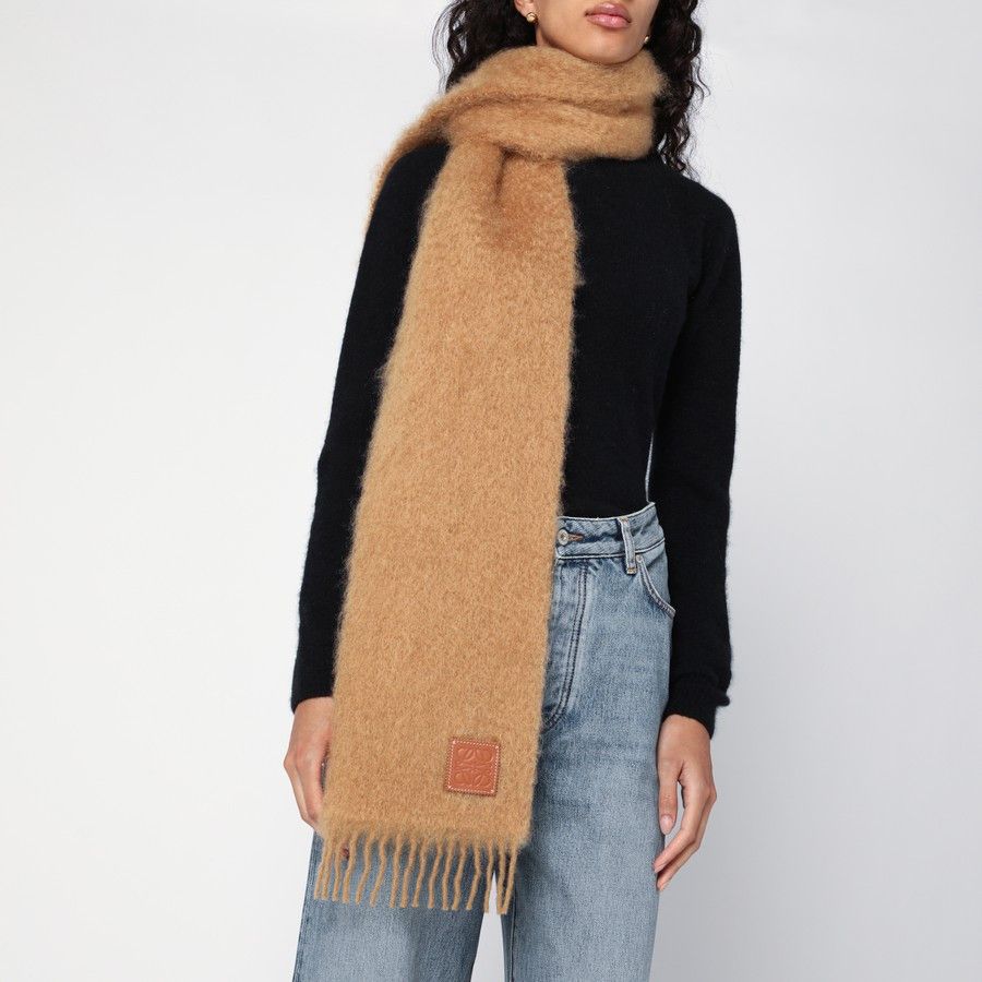 Loewe o1d2blof0824 Size: OS / Mohair Wool Scarf in Brown Size ONE SIZE - 3 Thumbnail