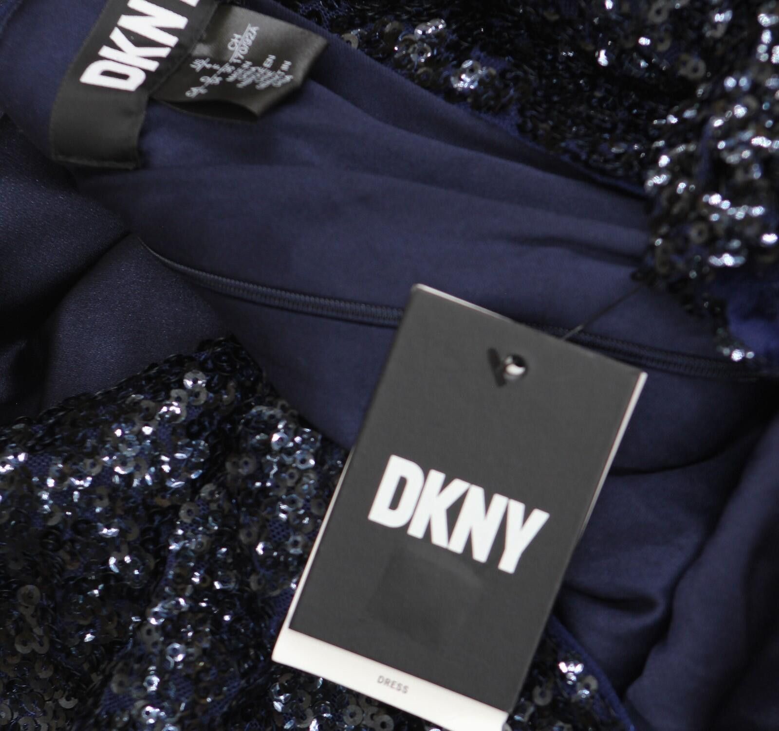 DKNY Dkny Embellished Blouson-sleeve Gown Ed4eza01 Spring Navy 4 Size S / US 4 / IT 40 - 3 Thumbnail