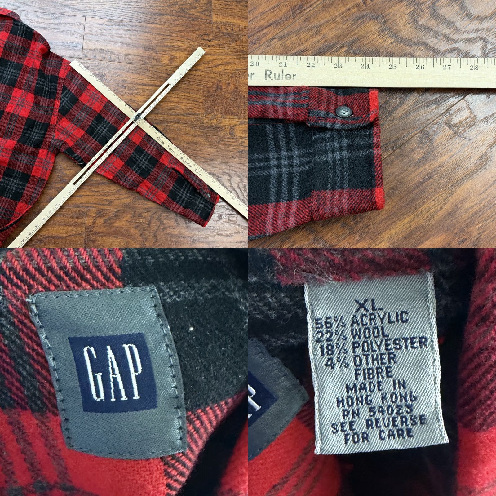Gap VINTAGE GAP Shirt Mens XL Red Wool Blend Flannel Long Sleeve Pockets Size US XL / EU 56 / 4 - 8 Thumbnail