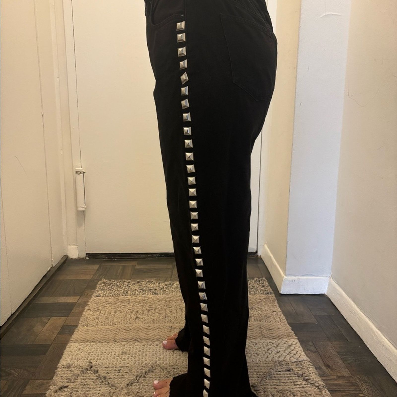 Other NWT All Saints Black Jeans with Silver Accents Size 29 Size 29" - 3 Thumbnail