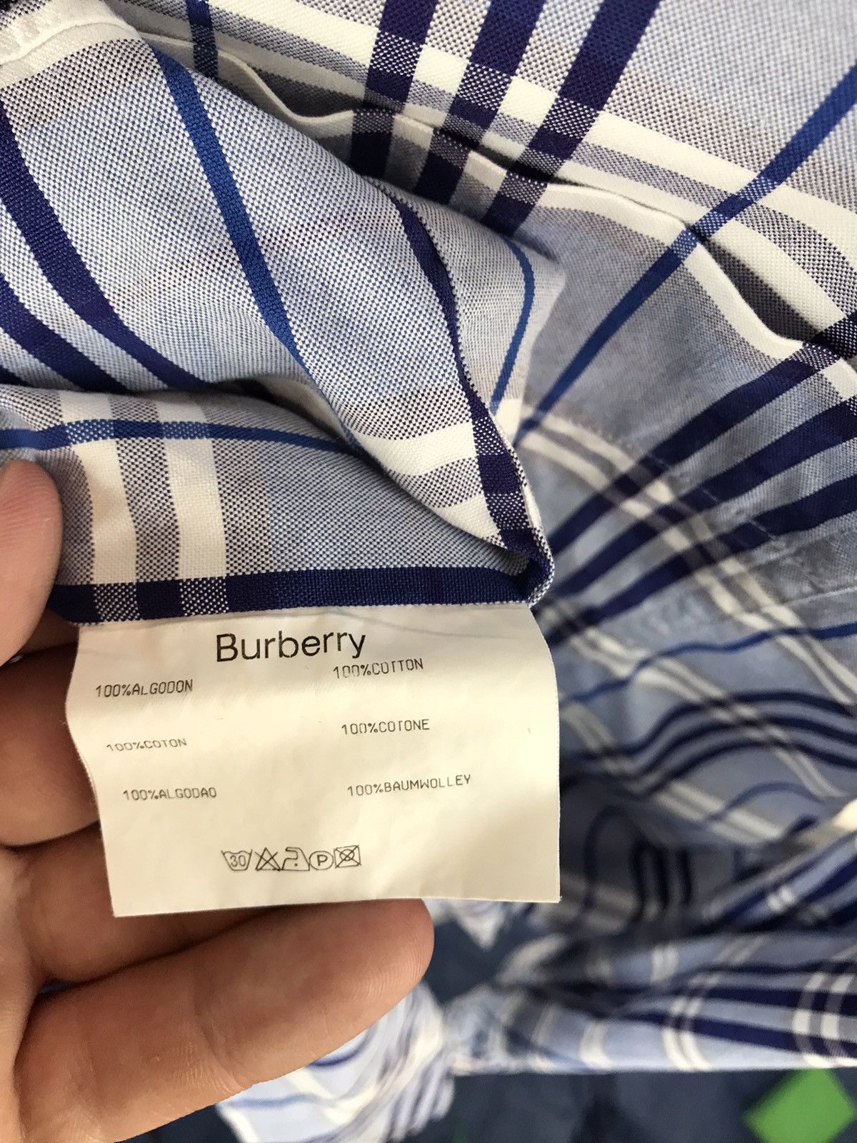 Burberry × Vintage Vintage Burberry Nova Check Long Sleeve Blue Shirt Size US XL / EU 56 / 4 - 7 Thumbnail