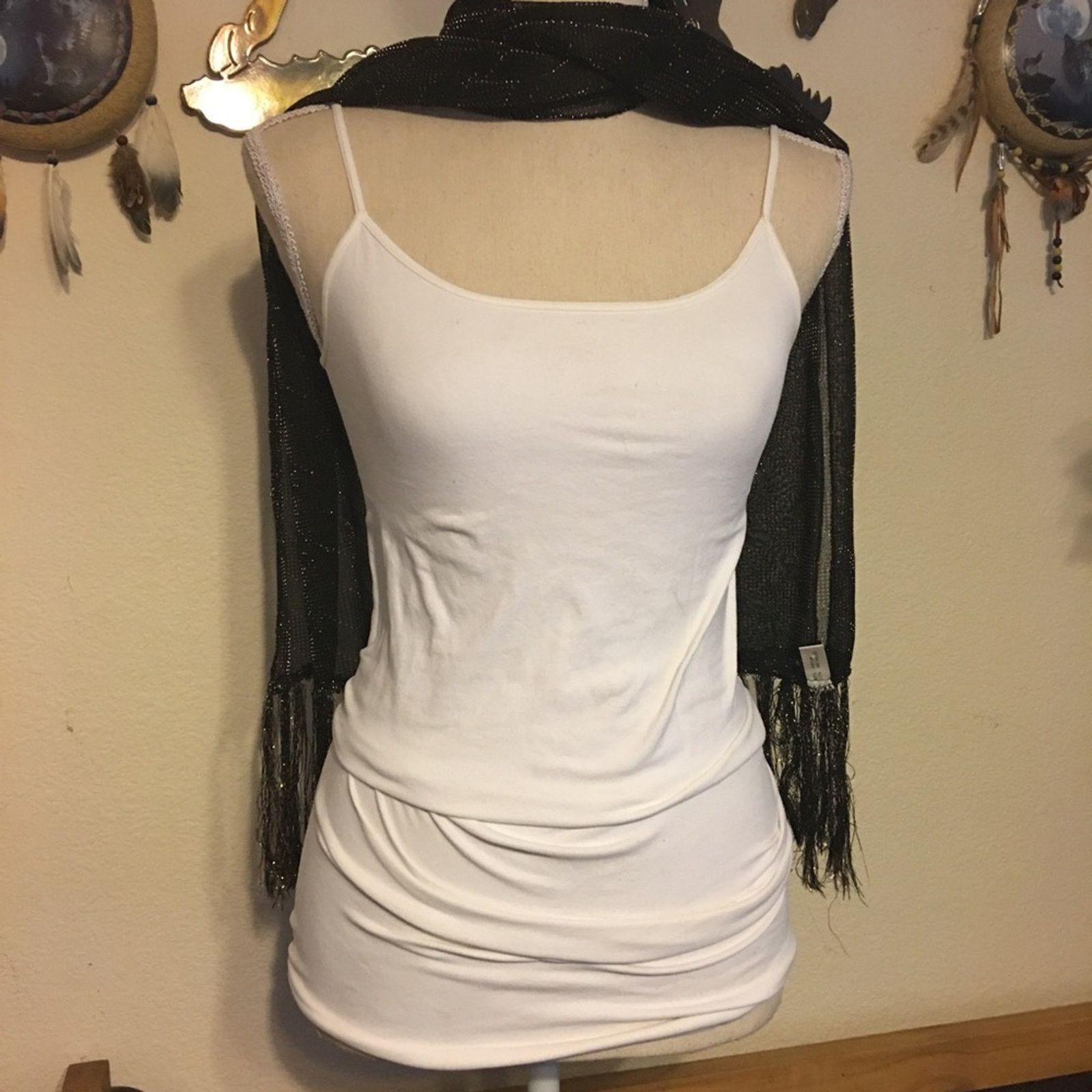 Vintage Vintage black with gold metallic thread scarf wrap Size ONE SIZE - 5 Thumbnail