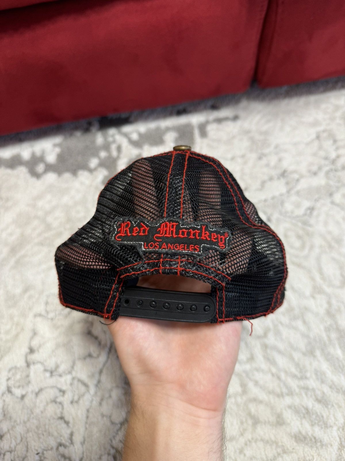 Japanese Brand × Red Monkey Red Monkey Los Angels Japanese style Y2K trucker hat cap 🧢 Size ONE SIZE - 5 Thumbnail